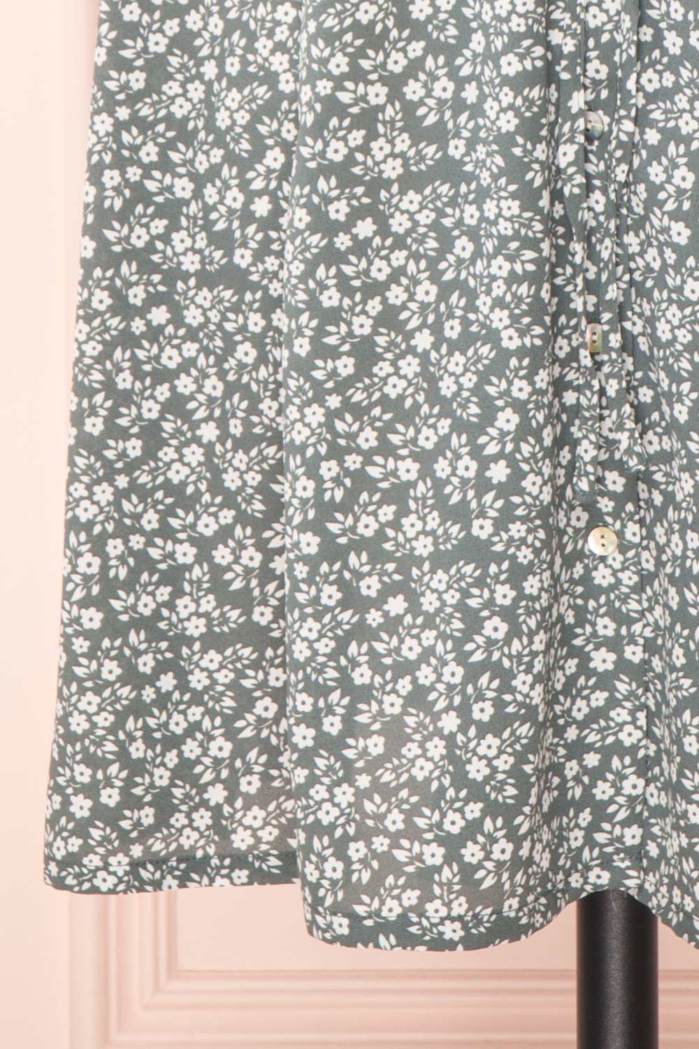Gaby Green Patterned Buttoned Midi Dress | Boutique 1861 skirt