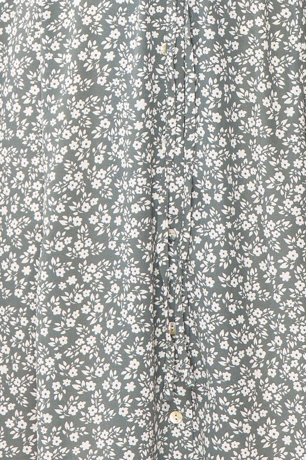 Gaby Green Patterned Buttoned Midi Dress | Boutique 1861 fabric