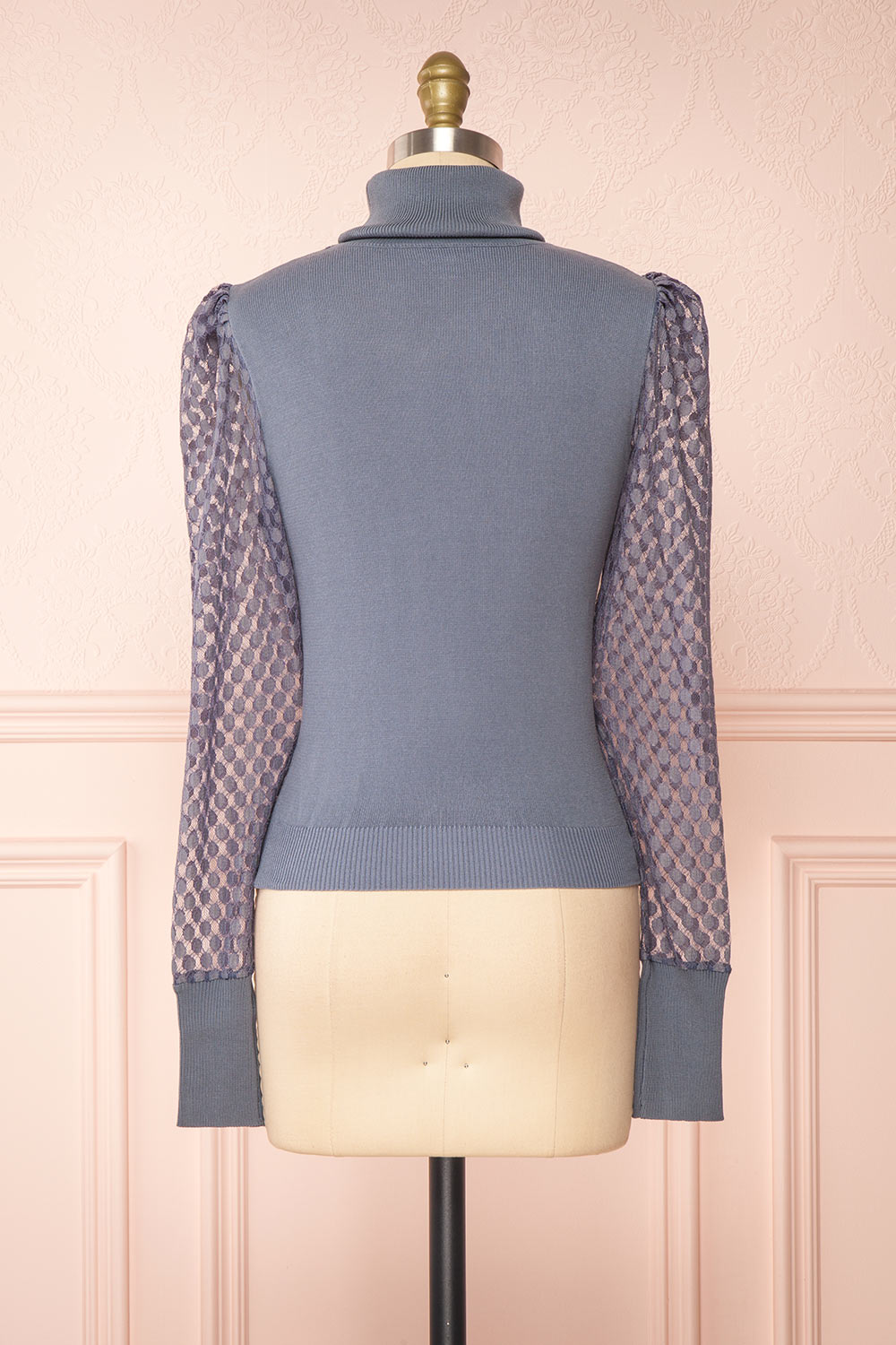 Garbi Blue Long Sleeve Turtleneck Top | Boutique 1861 back view