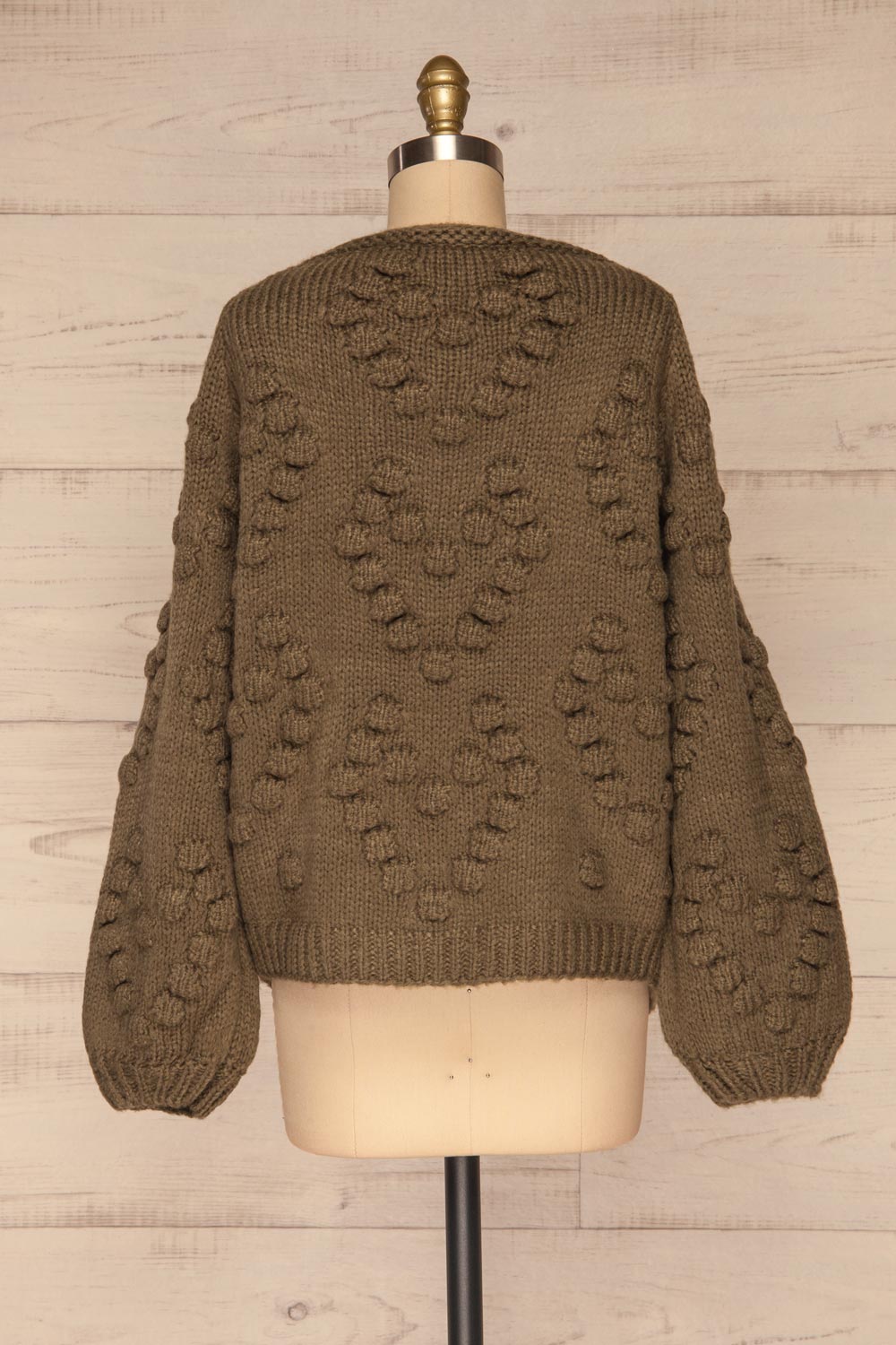 Geleen Green Textured Knit Cardigan | La petite garçonne back view