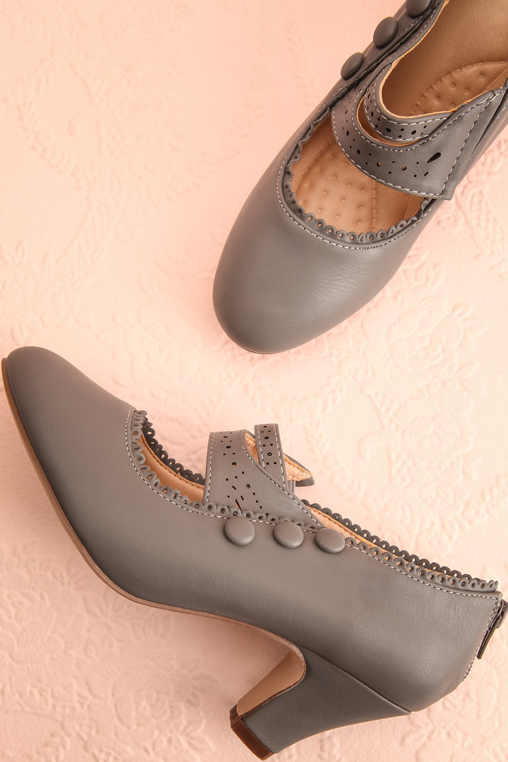 Genet Grey Closed Toe Heels | Boutique 1861 flat view