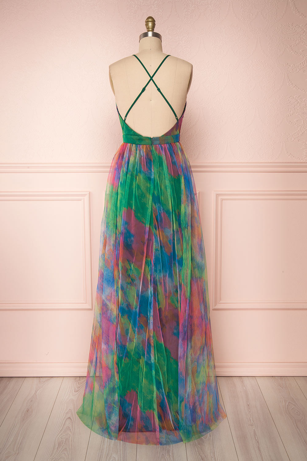 Gennadiya Colourful Mesh A-Line Maxi Dress | Boutique 1861 back view