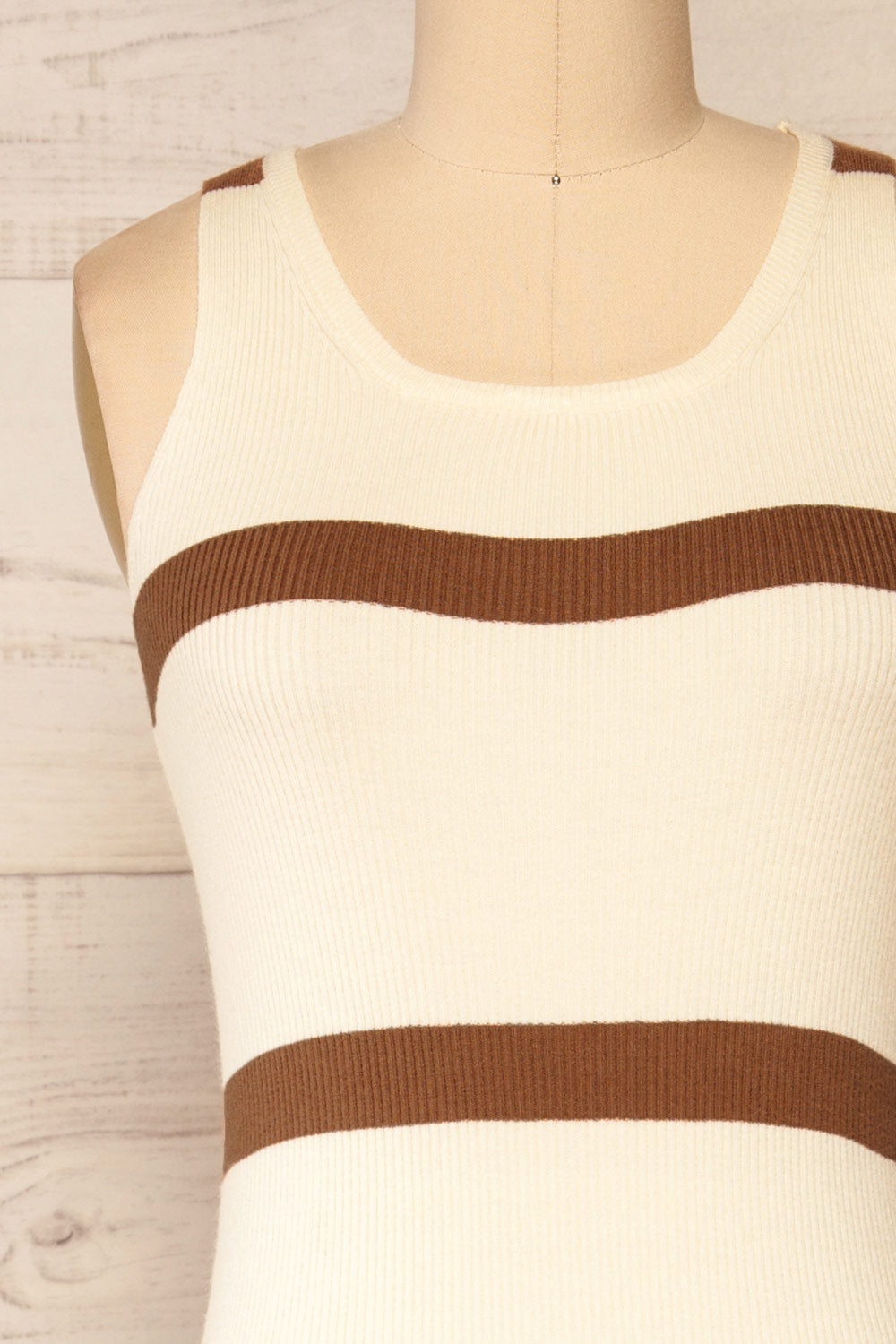 Gentof Striped Racer Back Ribbed Midi Dress | La petite garçonne front close-up