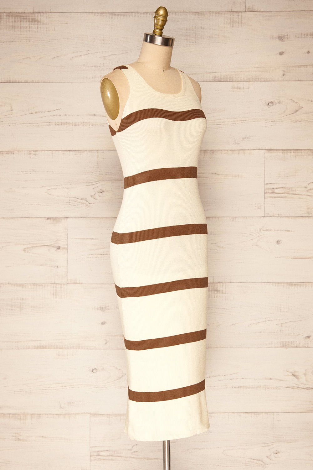 Gentof Striped Racer Back Ribbed Midi Dress | La petite garçonne side view