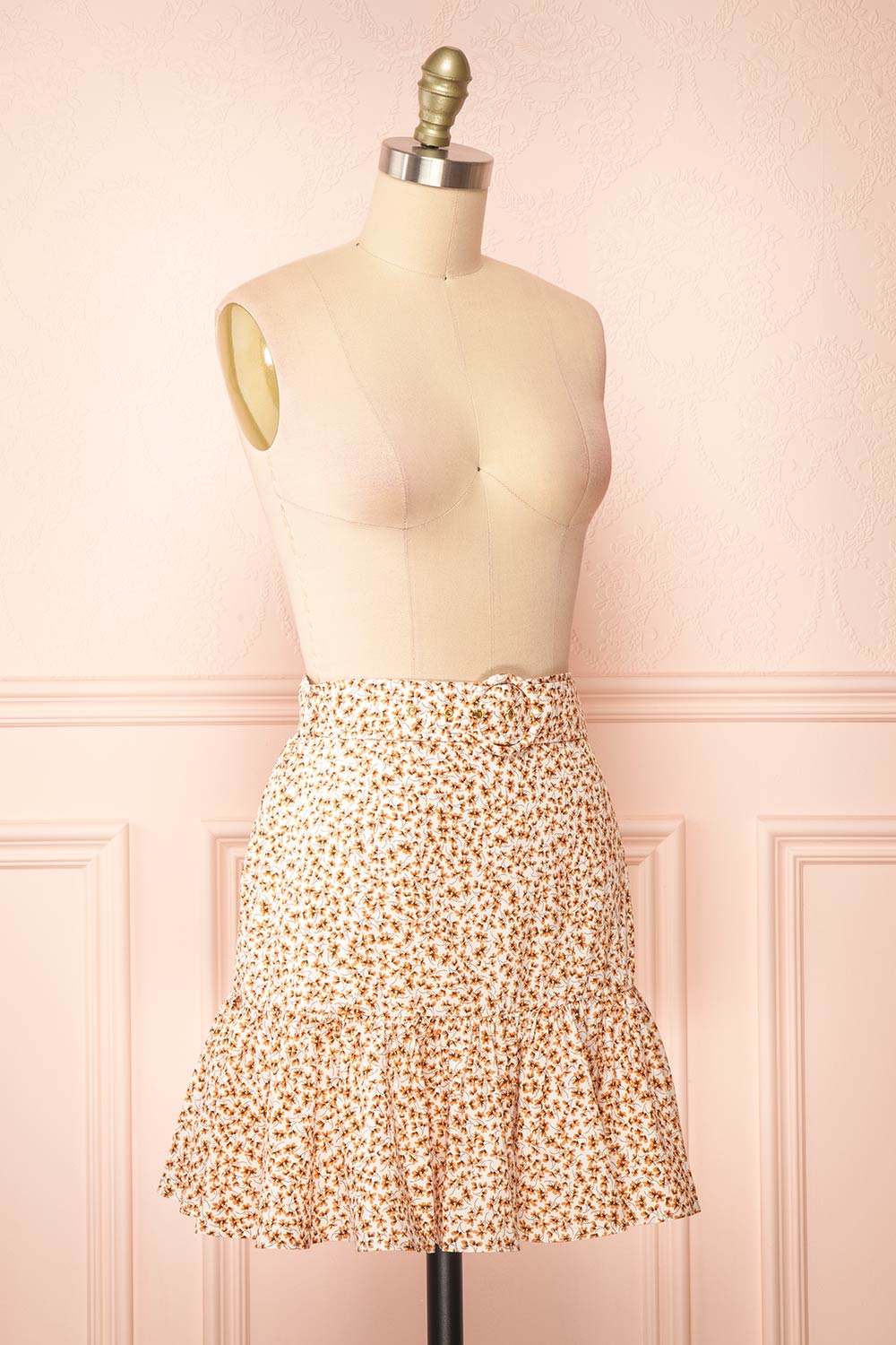 Ginny Short Floral Skirt w/ Ruffles | Boutique 1861 side view 