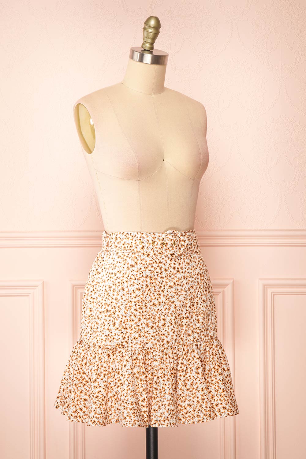 Ginny Short Floral Skirt w/ Ruffles | Boutique 1861 side view