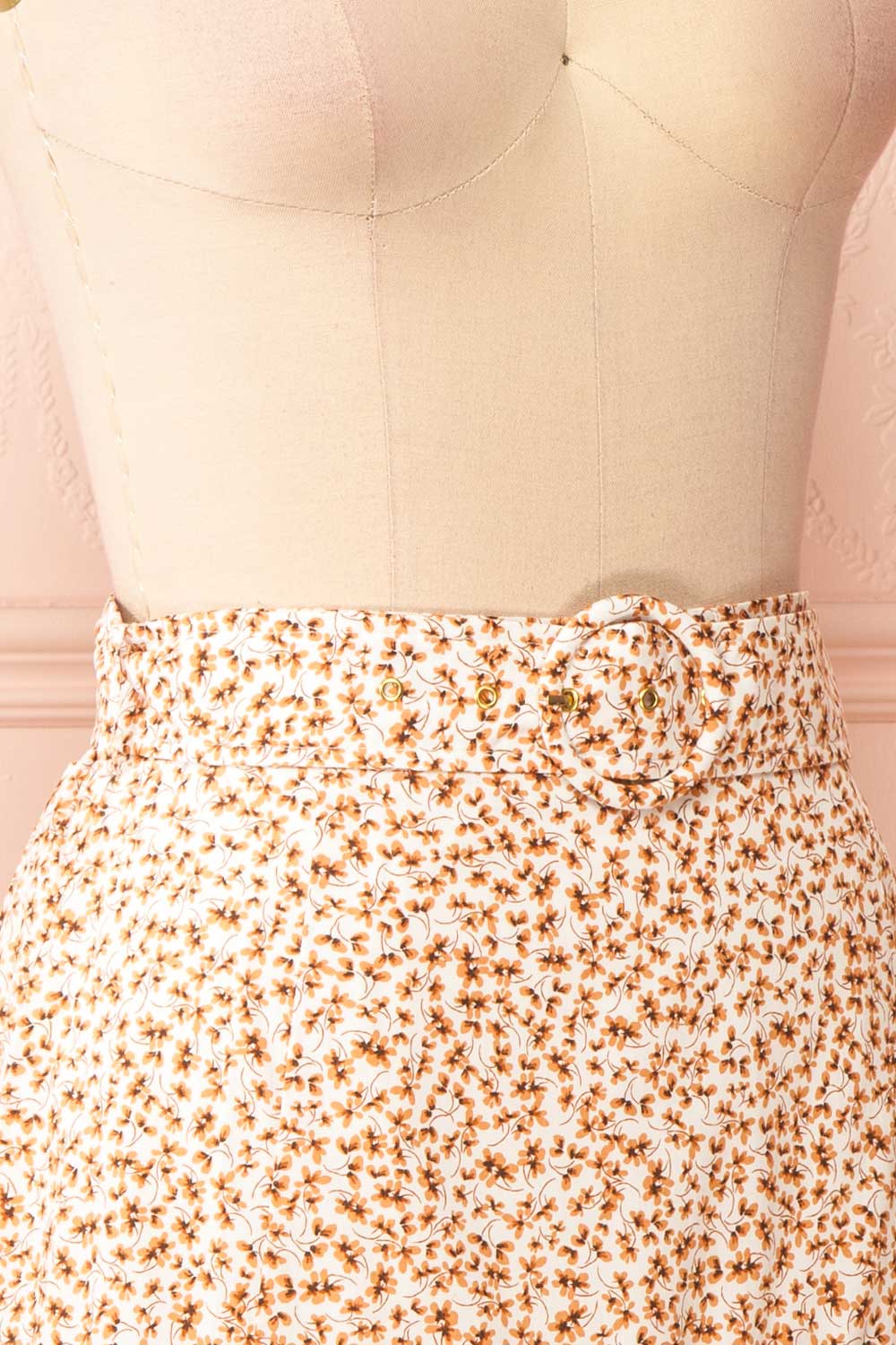 Ginny Short Floral Skirt w/ Ruffles | Boutique 1861 side close-up