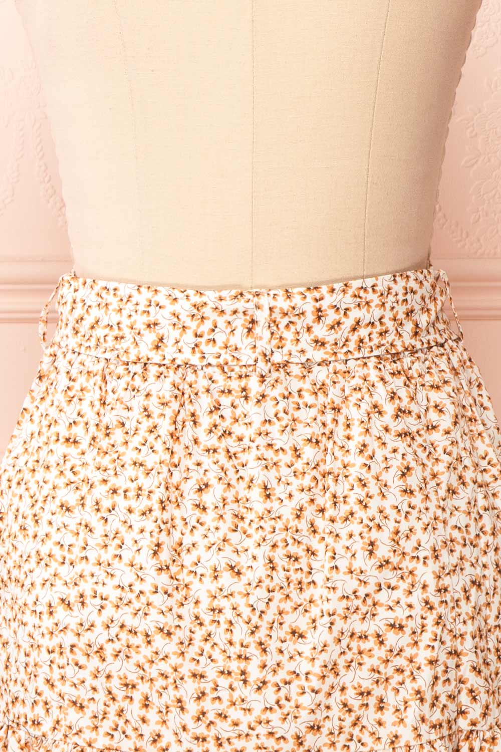 Ginny Short Floral Skirt w/ Ruffles | Boutique 1861 back close-up