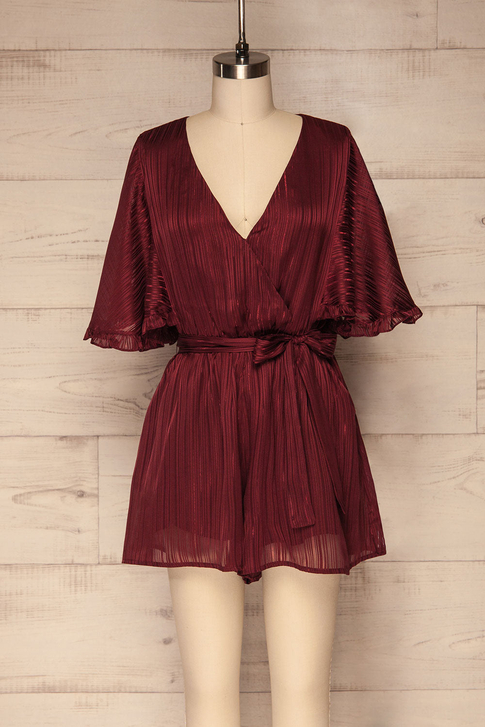 Glasgow Burgundy Romper | Combishort front view | La Petite Garçonne
