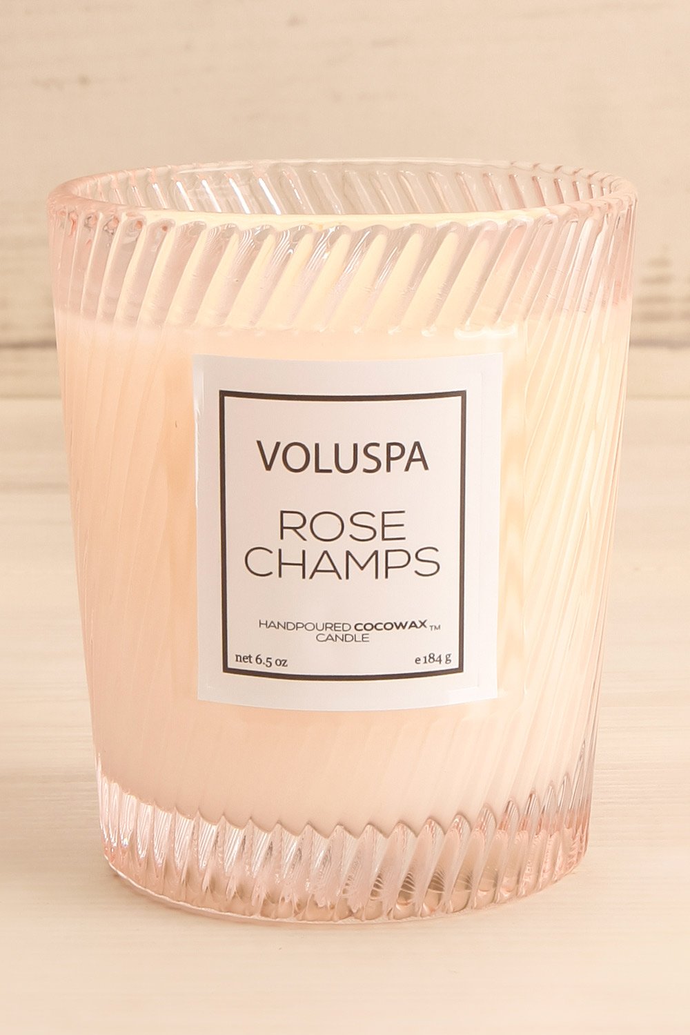 Glass Candle Rose Champs | Voluspa | La Petite Garçonne front close-up