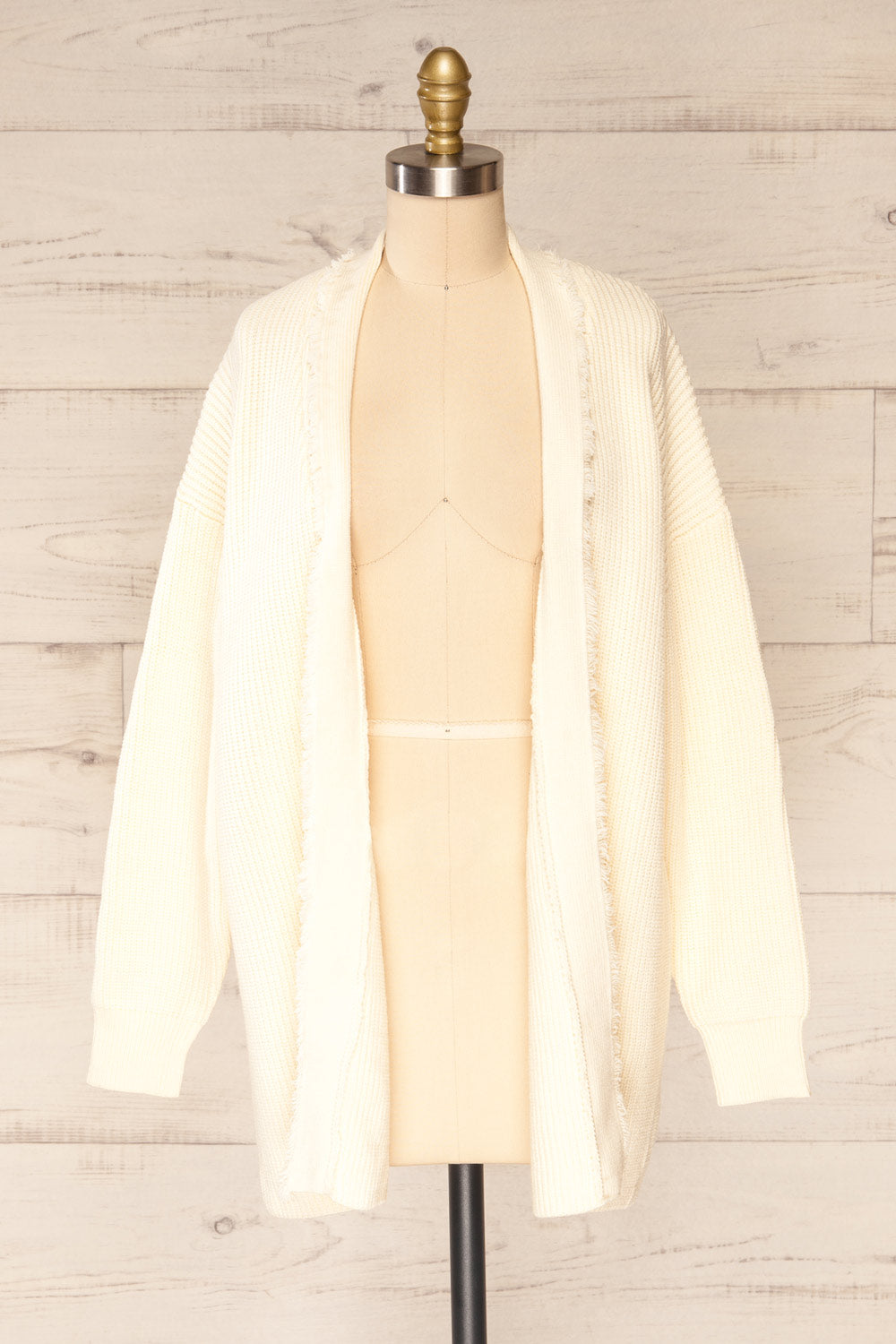 Glione Ivory | Knit Cardigan w/ Belt front view open