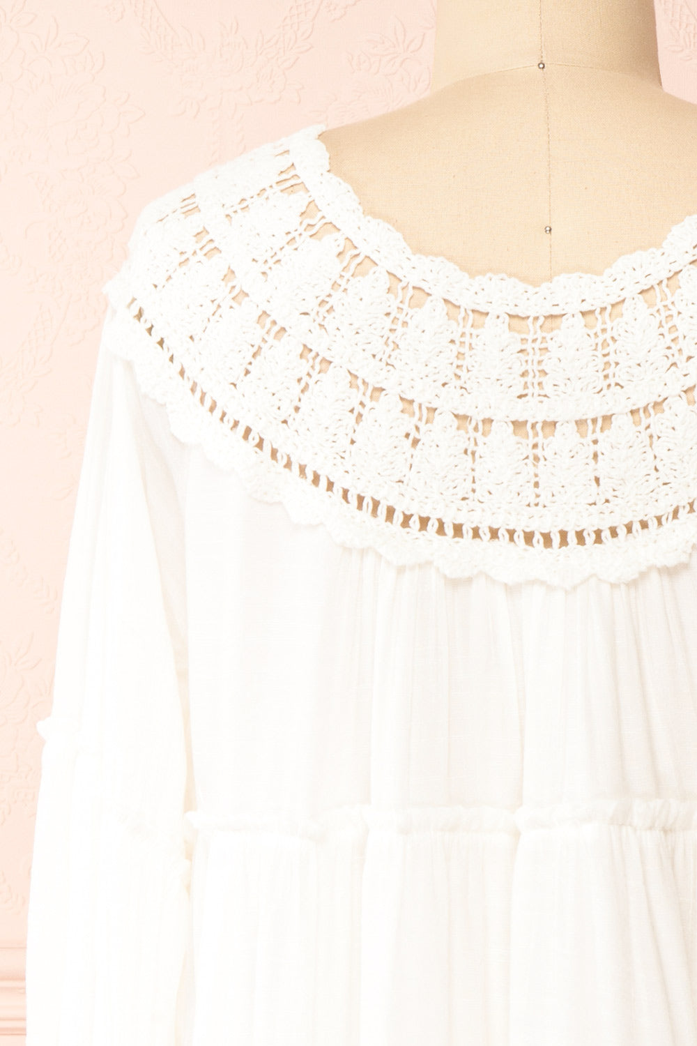 Golnaz Midi Ivory Layered Dress | Boutique 1861 back close-up