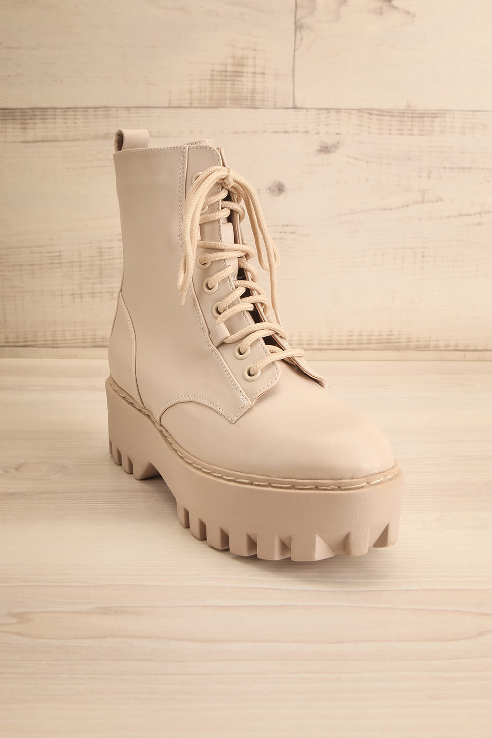 Gorgone Lace-up Platform Boots | La petite garçonne front view