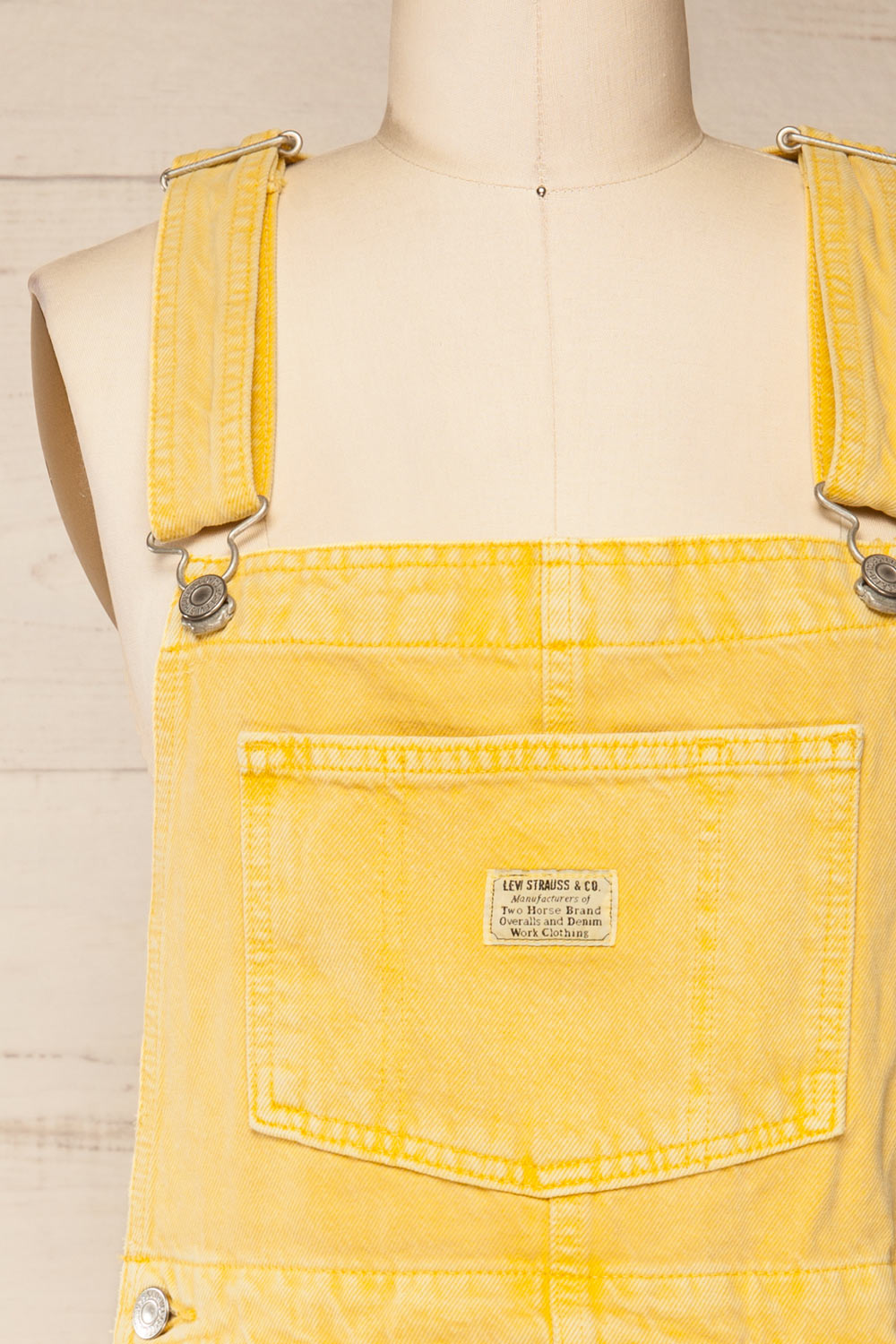 Gramenet Yellow Denim Overall | La petite garçonne front close-up