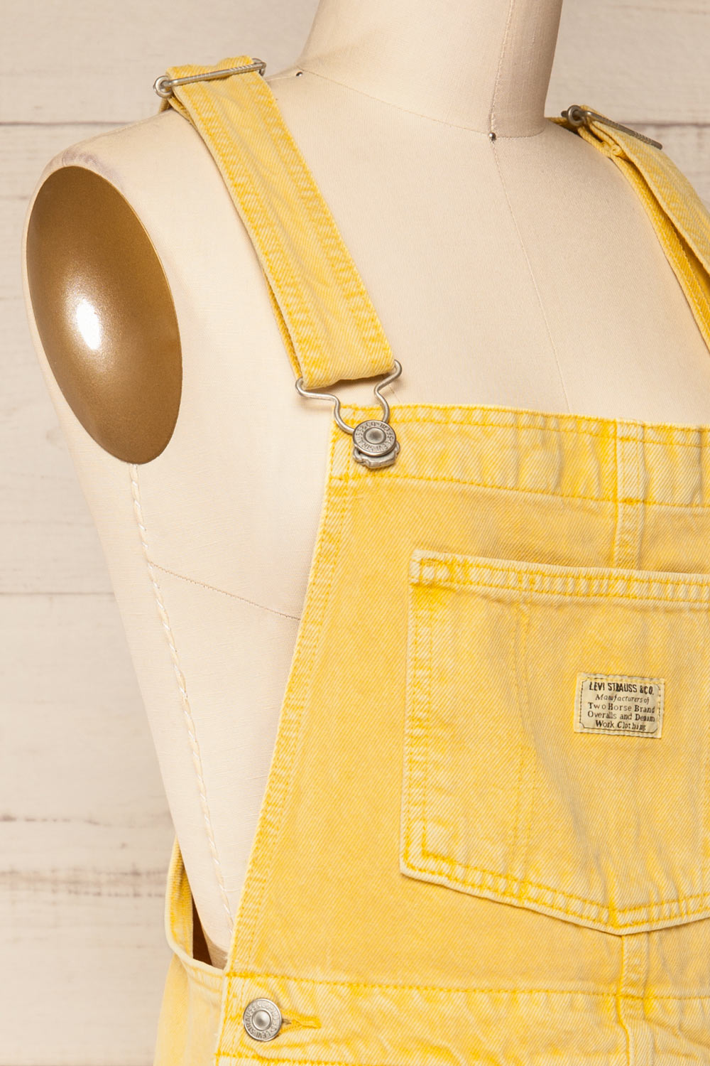 Gramenet Yellow Denim Overall | La petite garçonne side close-up