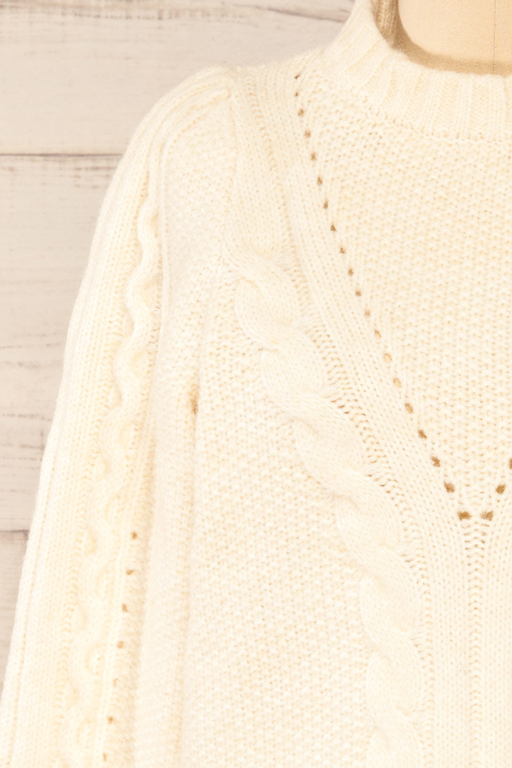 Granollers Ivory Cable Knit Sweater | La petite garçonne front close-up