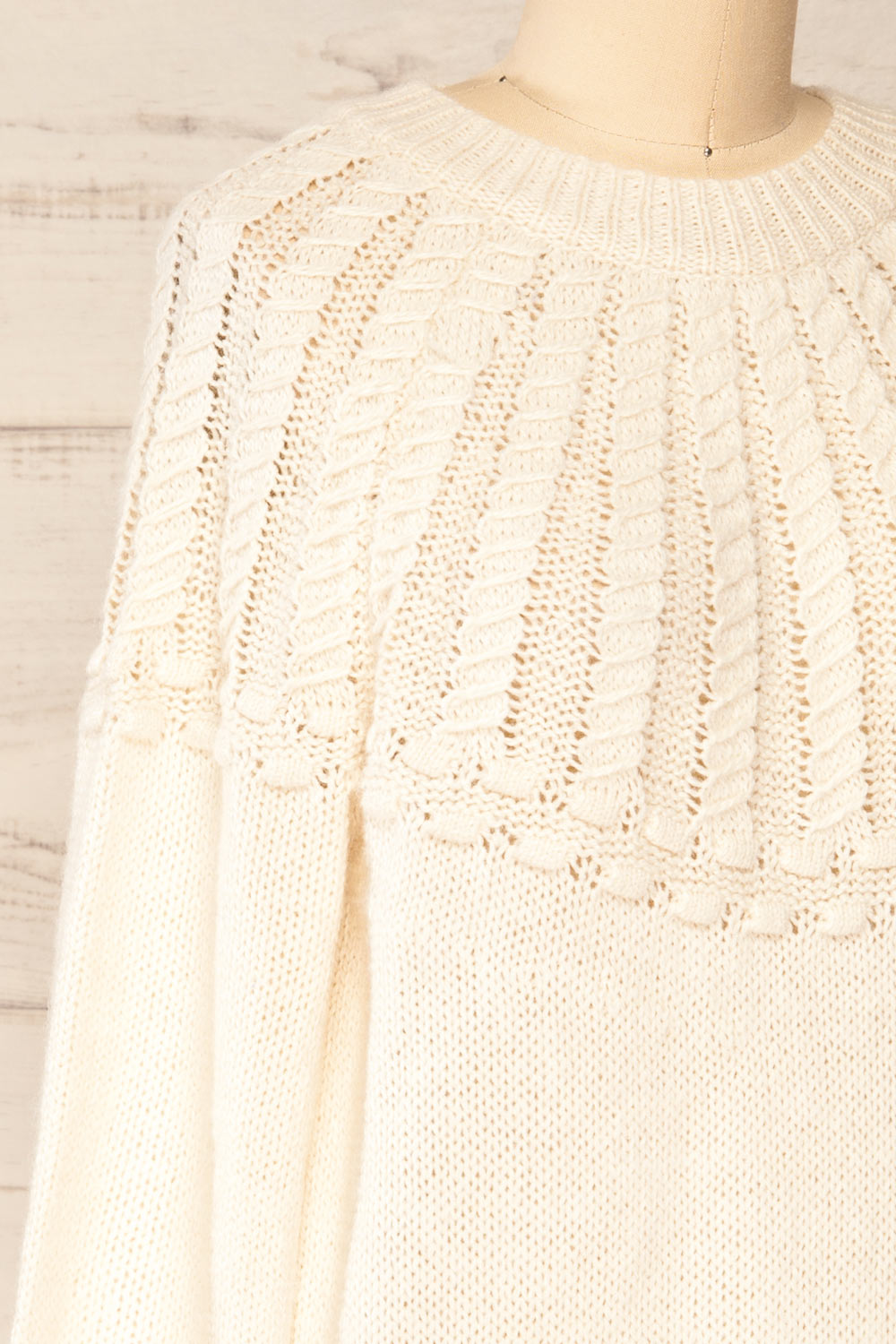 Guango Cream Knitted Sweater | La petite garçonne side close-up