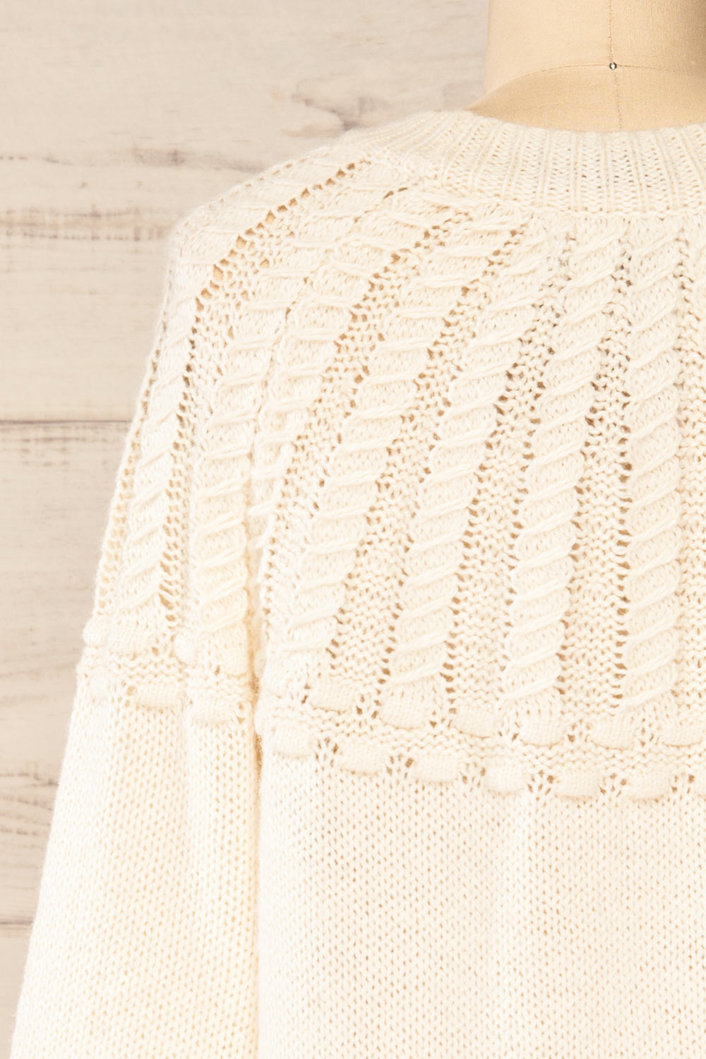 Guango Cream Knitted Sweater | La petite garçonne back close-up