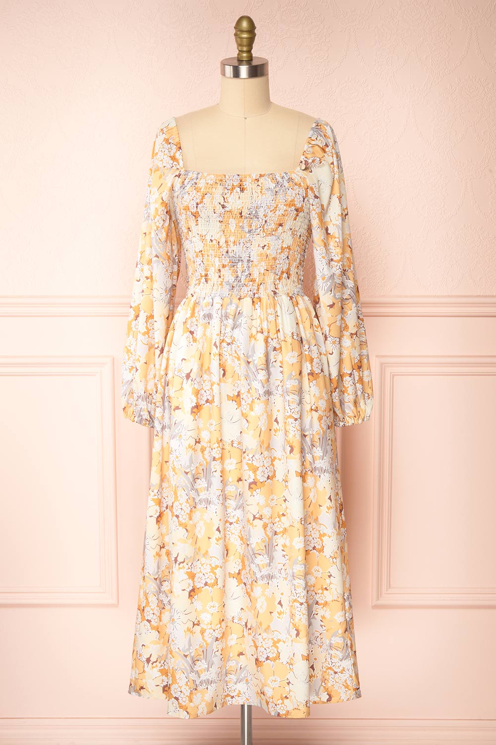 Guerline Long Sleeve Floral Midi Dress | Boutique 1861 front view