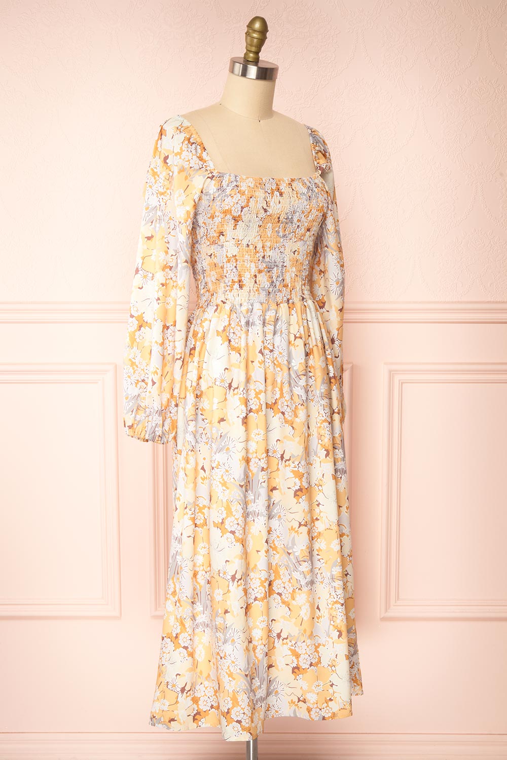 Guerline  Long Sleeve Floral Midi Dress | Boutique 1861 side view