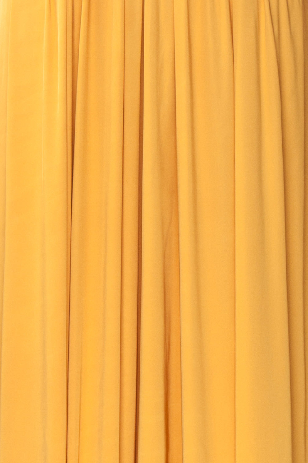 Harini Mustard Yellow Silky Gown w Plunging Neckline | FABRIC DETAIL | Boutique 1861