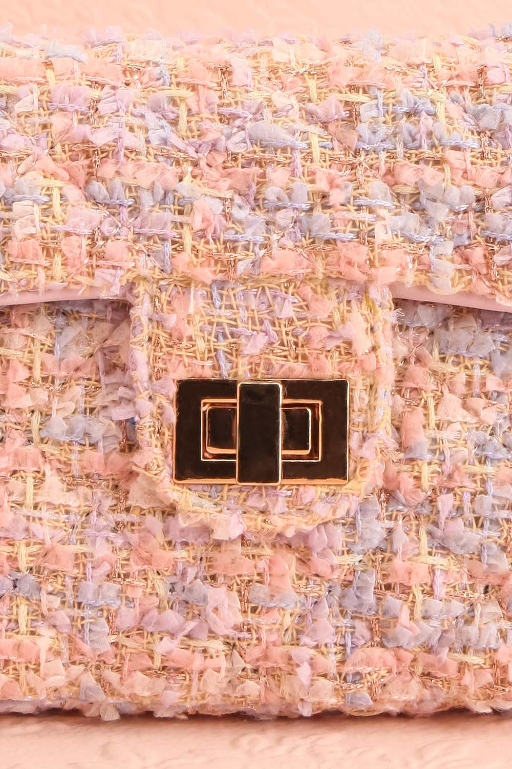 Harmonia Pink Small Clutch Bag w/ Chain Strap | Boutique 1861 front close-up