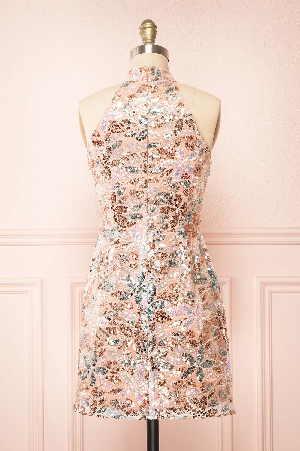 Harryem Sequin Halter Short Dress | Boutique 1861 back view