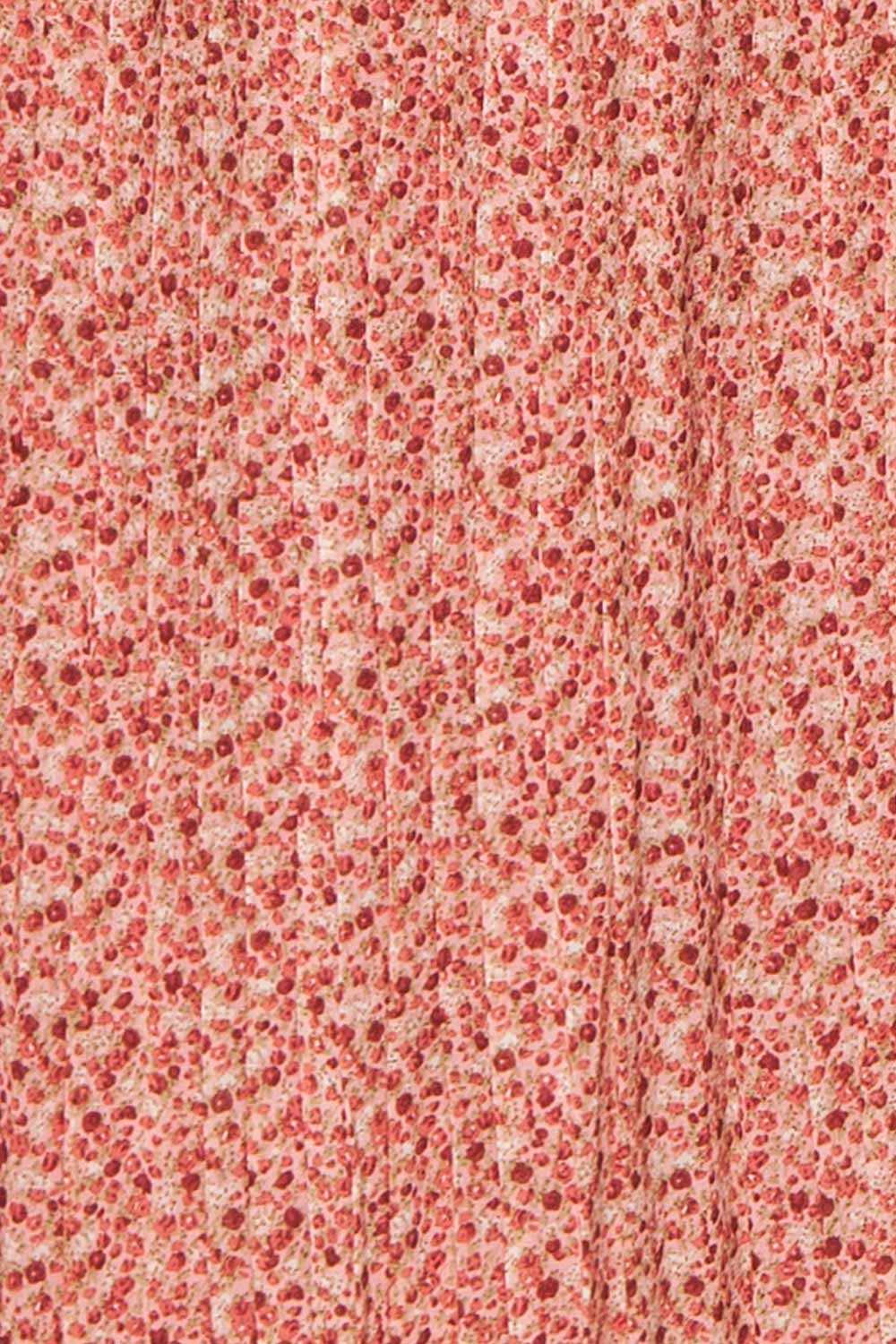 Hateya Short Sleeve Floral Midi Dress w/ Pleated Skirt | Boutique 1861 fabric