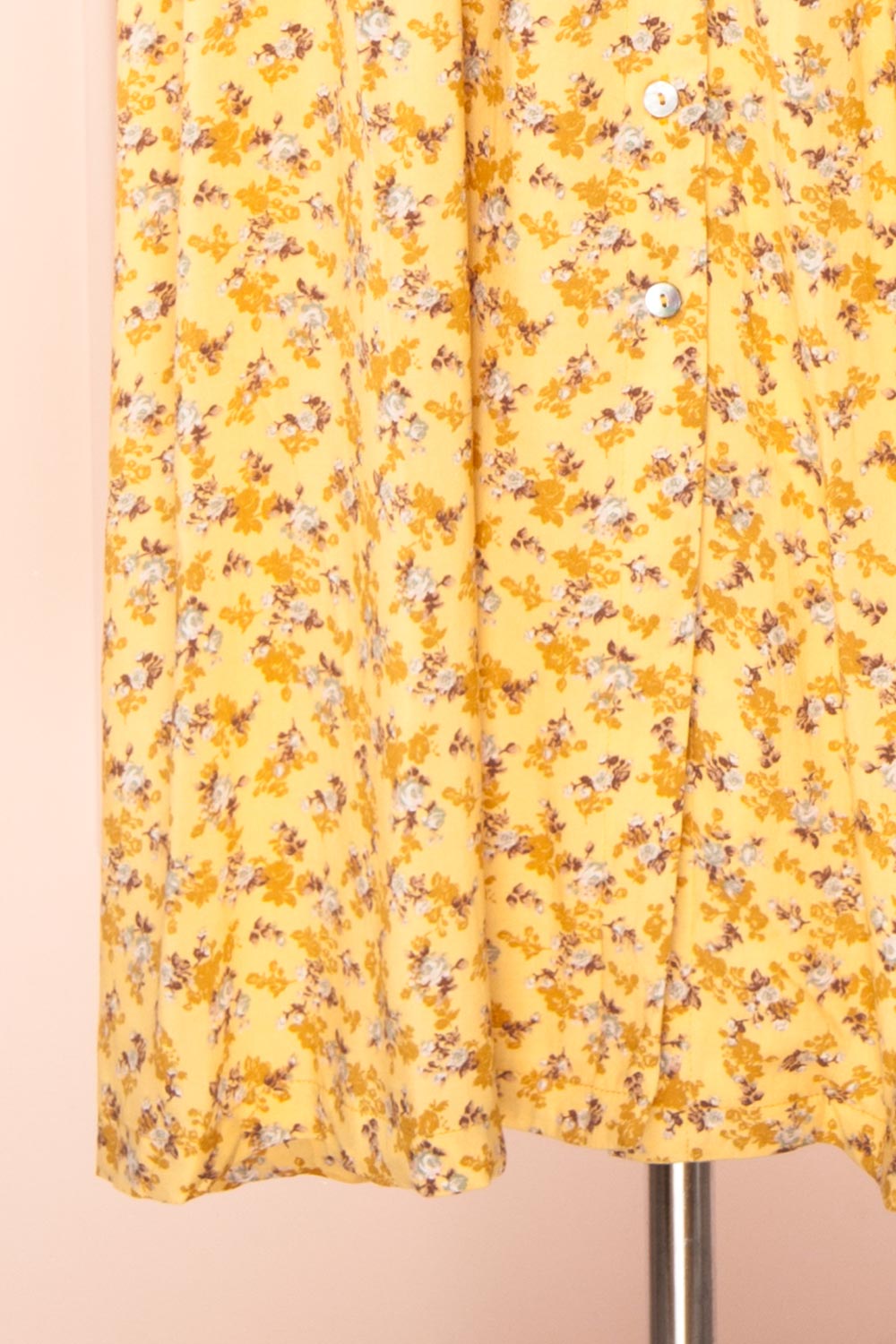 Hayal Yellow Buttoned Floral Midi Shirt Dress | Boutique 1861 bottom