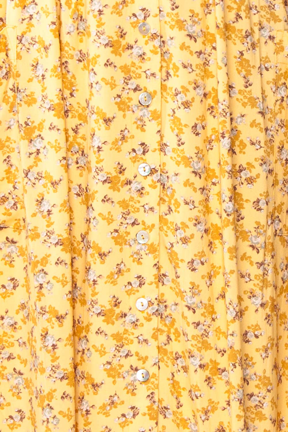 Hayal Yellow Buttoned Floral Midi Shirt Dress | Boutique 1861 fabric