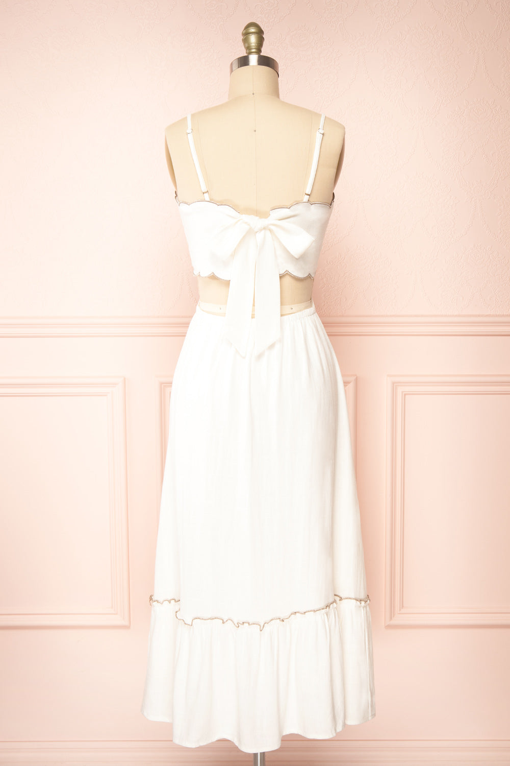 Hazalie Open Back Midi Dress w/ Scallop Detail | Boutique 1861 back view