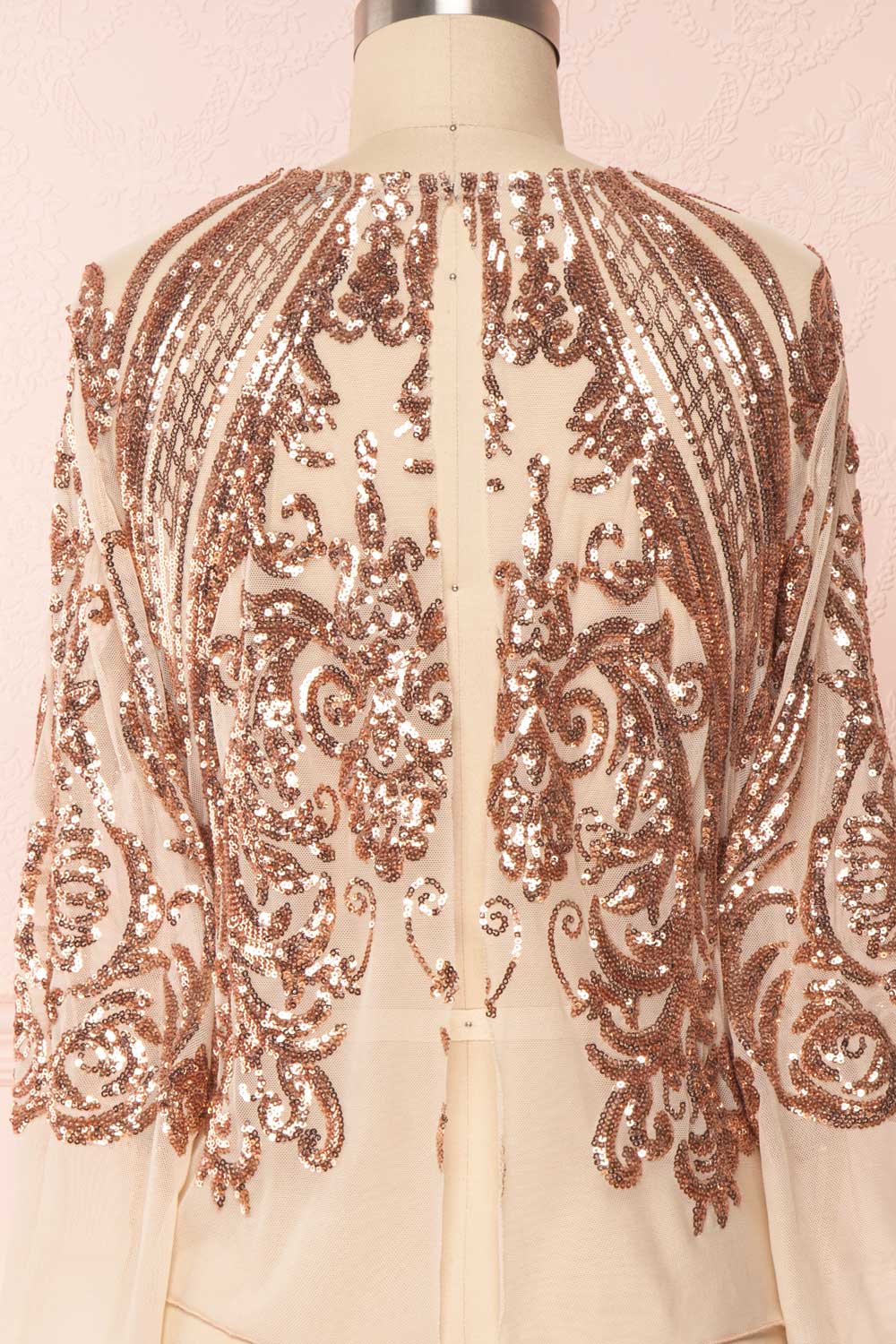 Hekinan Rose Gold Sequined Mesh Top | Boudoir 1861 6