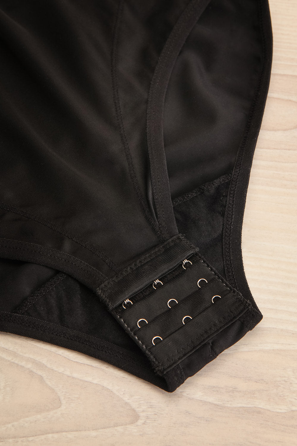 Helia Black Shaping Bodysuit w/ Adjustable Straps | La petite garçonne flat view