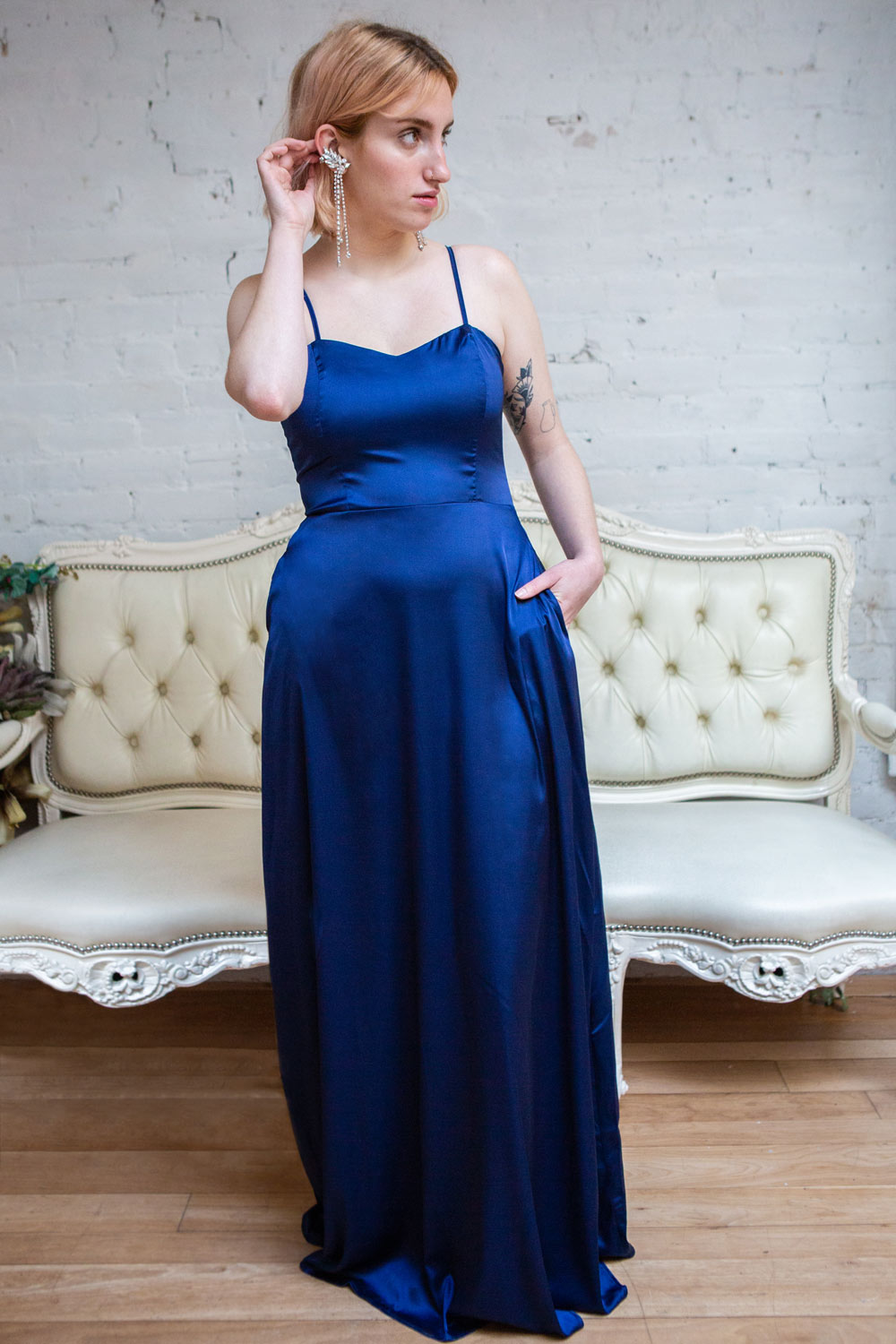 Hellee Green Silky Maxi Dress | Boudoir 1861 navy