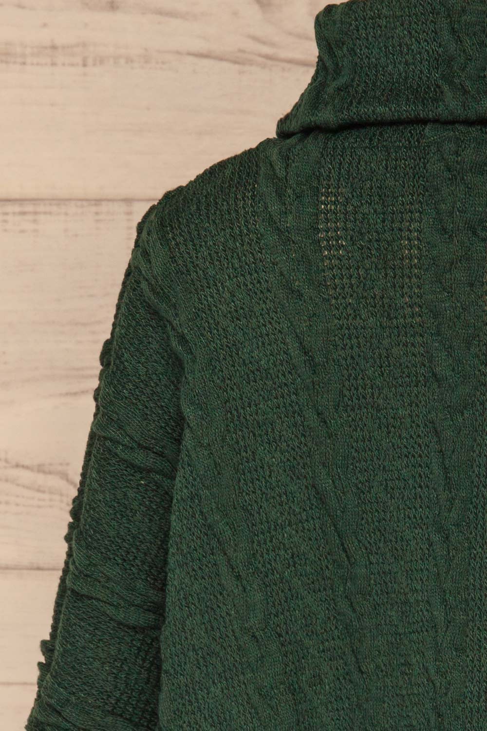 Hellen Forest Green Cropped Knit Sweater | La petite garçonne back close-up