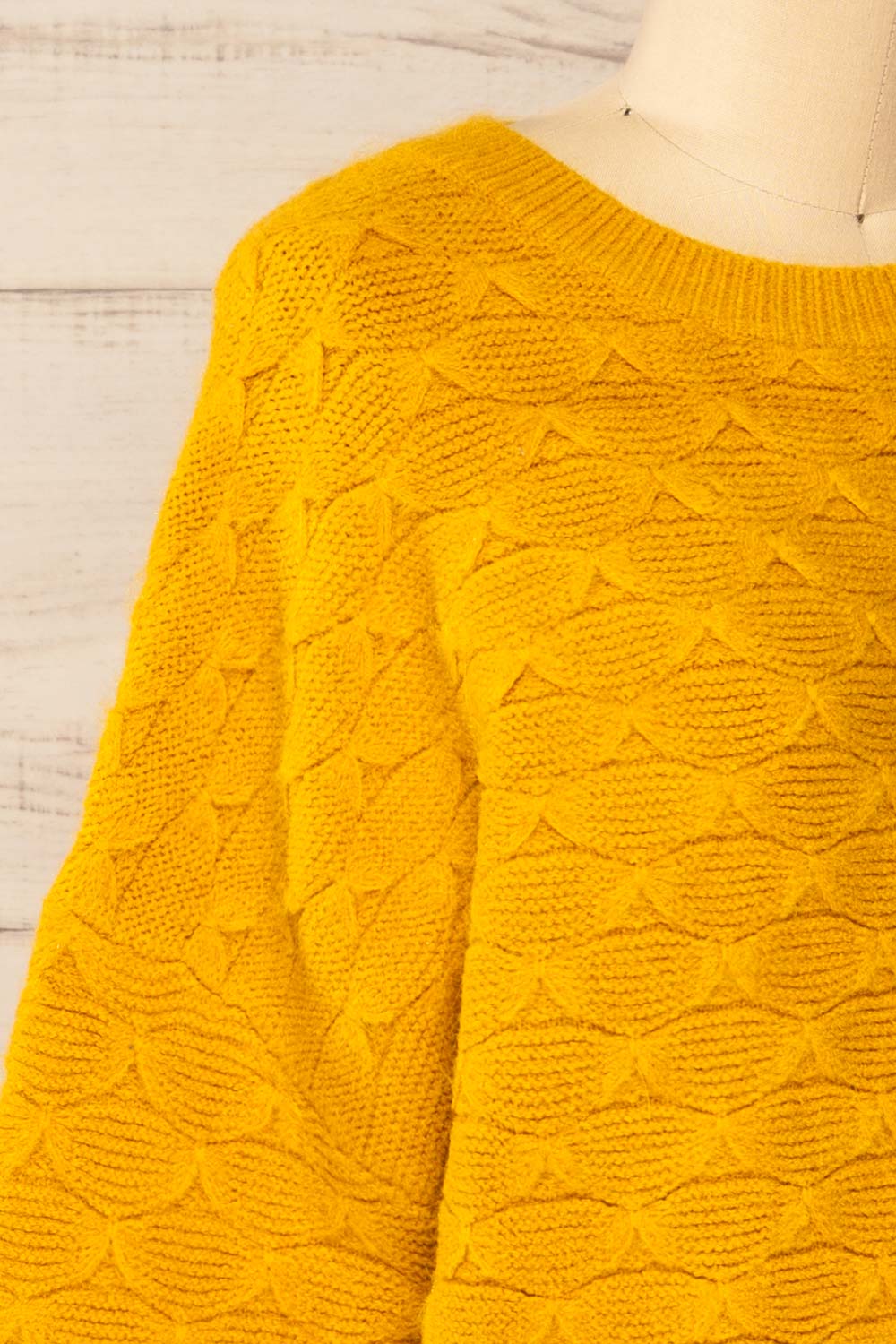 Henares Scalloped Knit Cropped Sweater | La petite garçonne side close-up