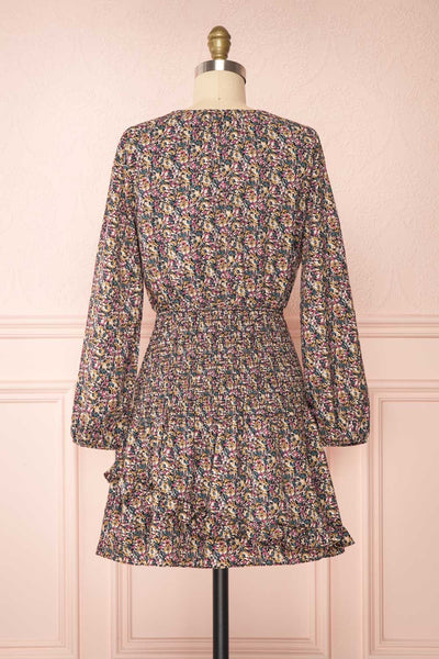 Henley Colouful Floral Short Dress | La petite garçonne back view