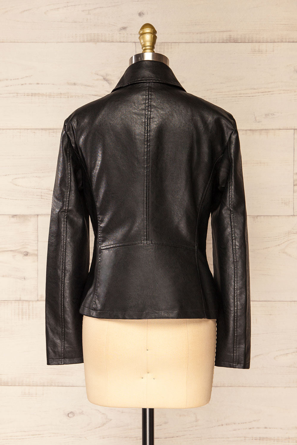 Heraklion Black Faux-Leather Jacket | La petite garçonne back view