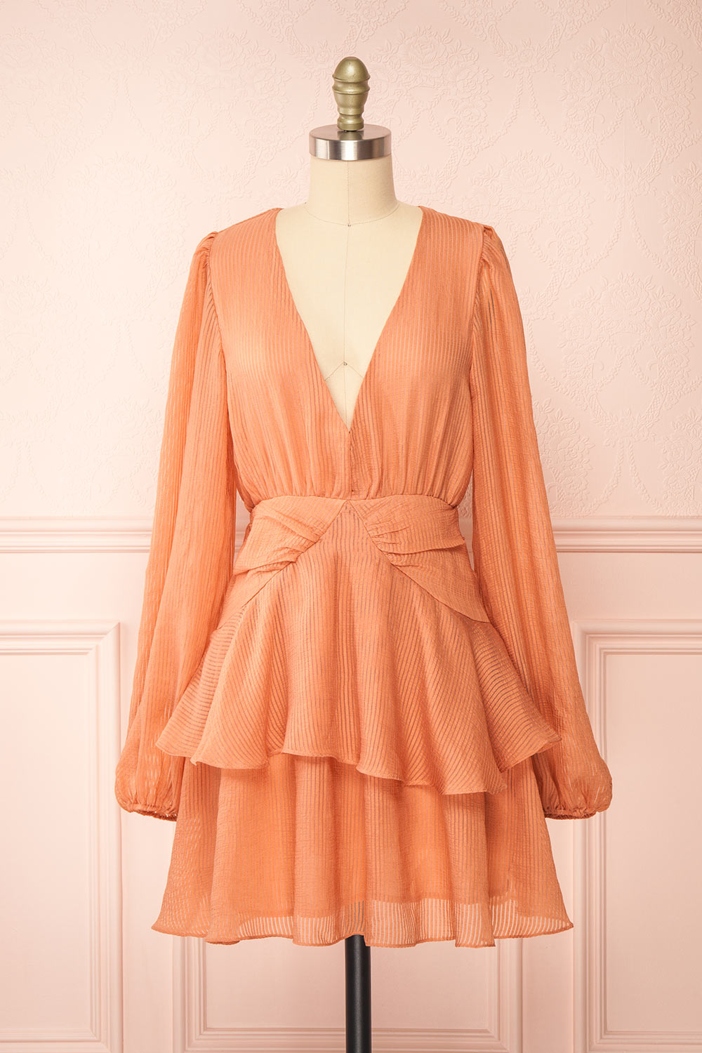 Herta Short V-Neck Dress w/ Puffy Sleeves | Boutique 1861 Herta Short V-Neck Dress w/ Puffy Sleeves | Boutique 1861