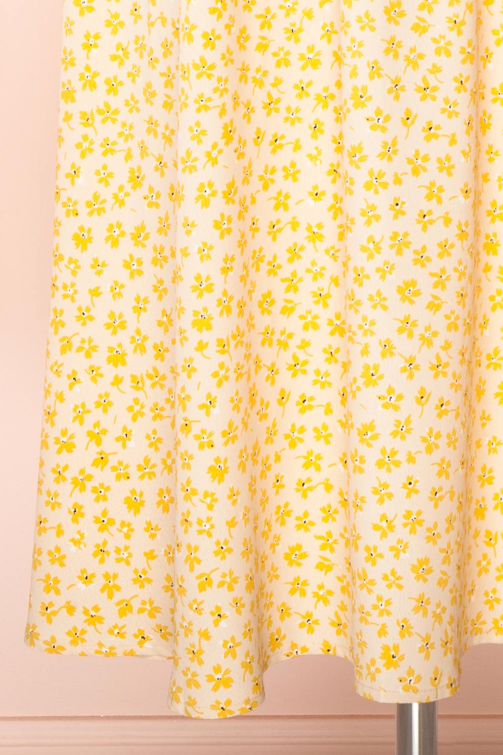 Hilda Yellow Short Sleeves Floral Dress With collar | Boutique 1861 bottom