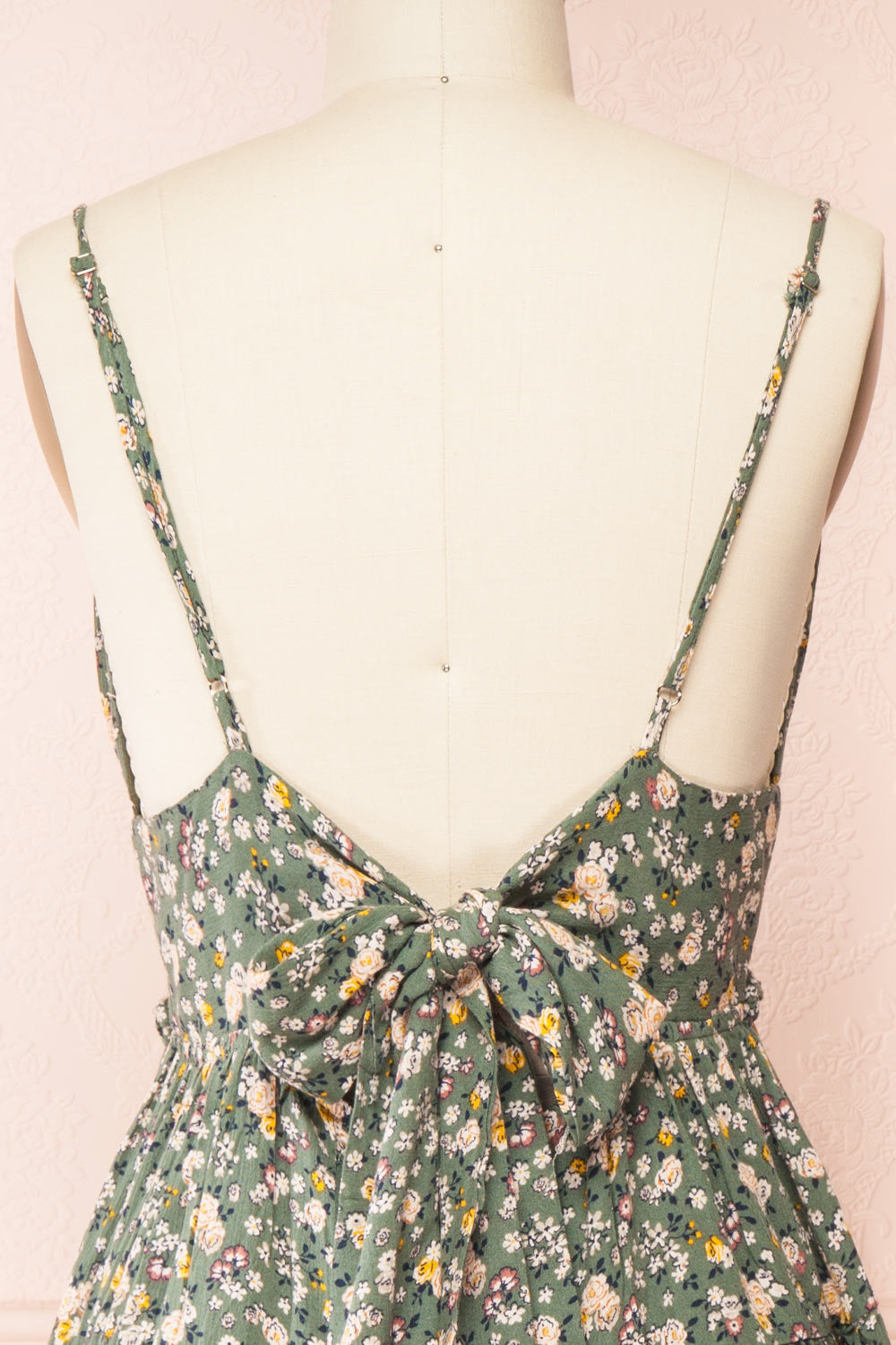 Hillevi Tie-Back Floral Romper with Ruffles | Boutique 1861 back close-up