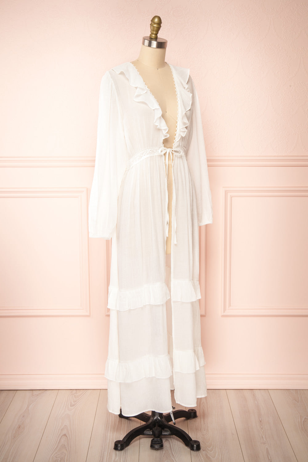 Hokulani White Kimono w/ Ruffles | Boutique 1861 side view