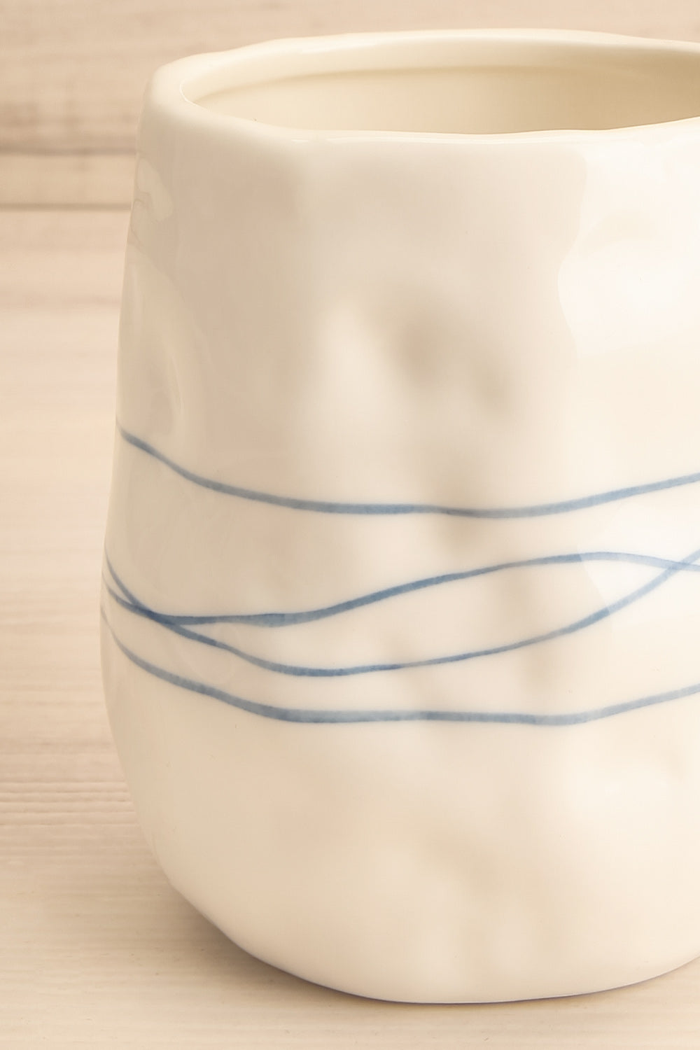 Horizontal Lined Stoneware Mug | Maison garçonne clos-up