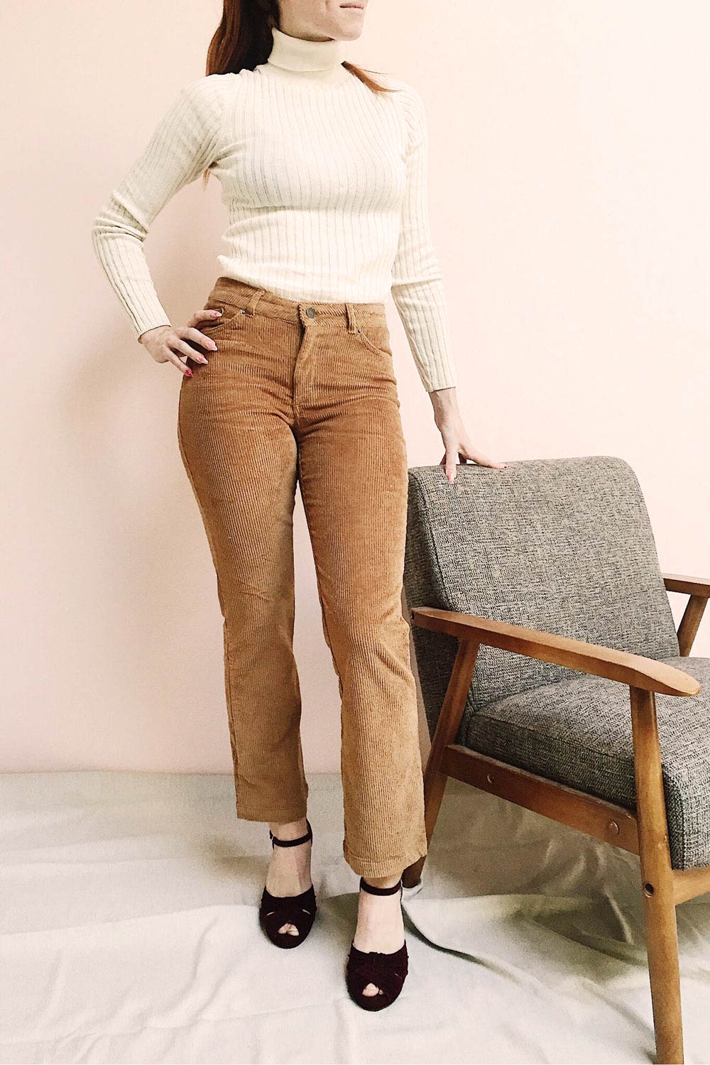 Huidai Ginger Brown Corduroy Pants photo full | La Petite Garçonne