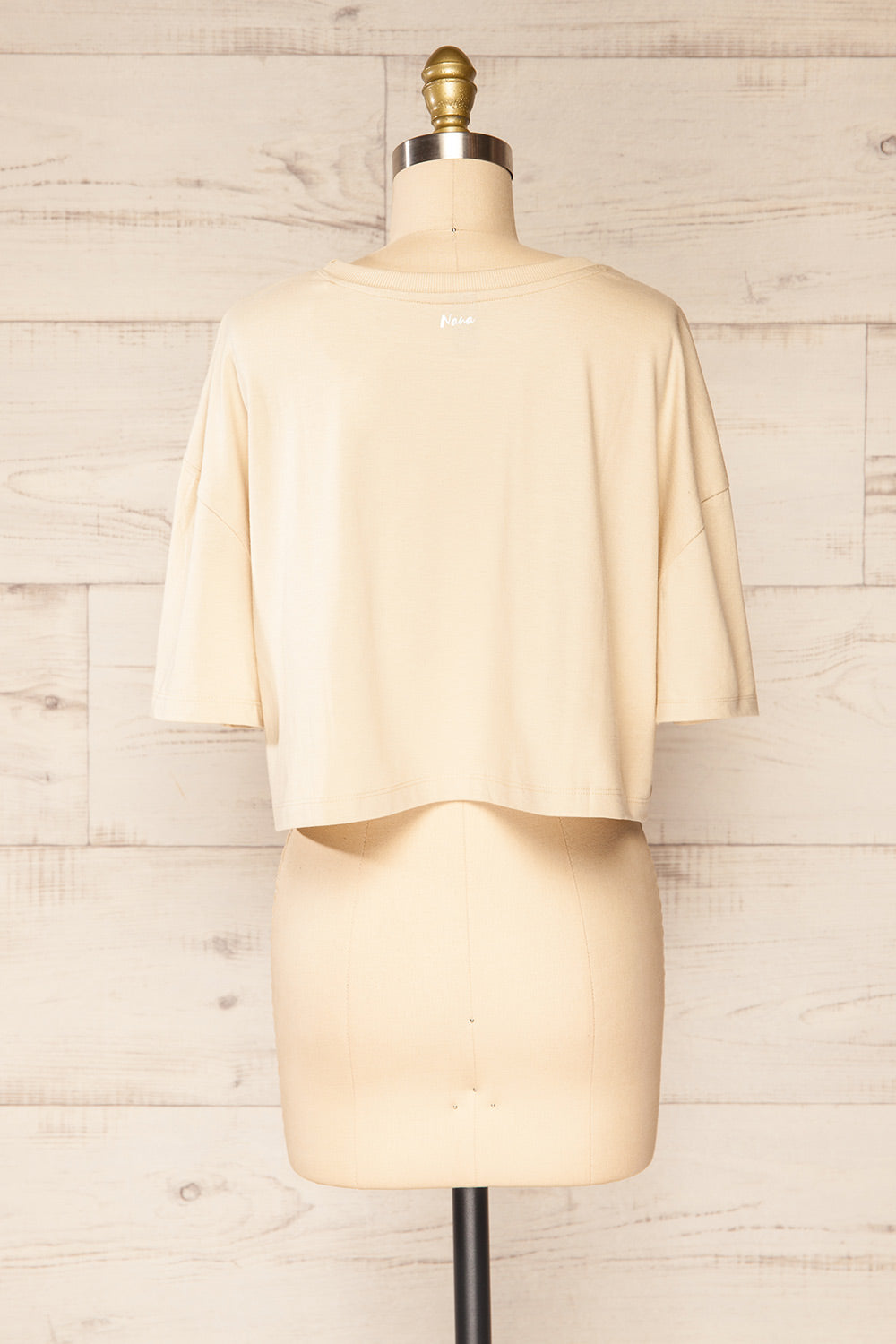 Huy Beige Cropped T-Shirt With Print | La petite garçonne back view
