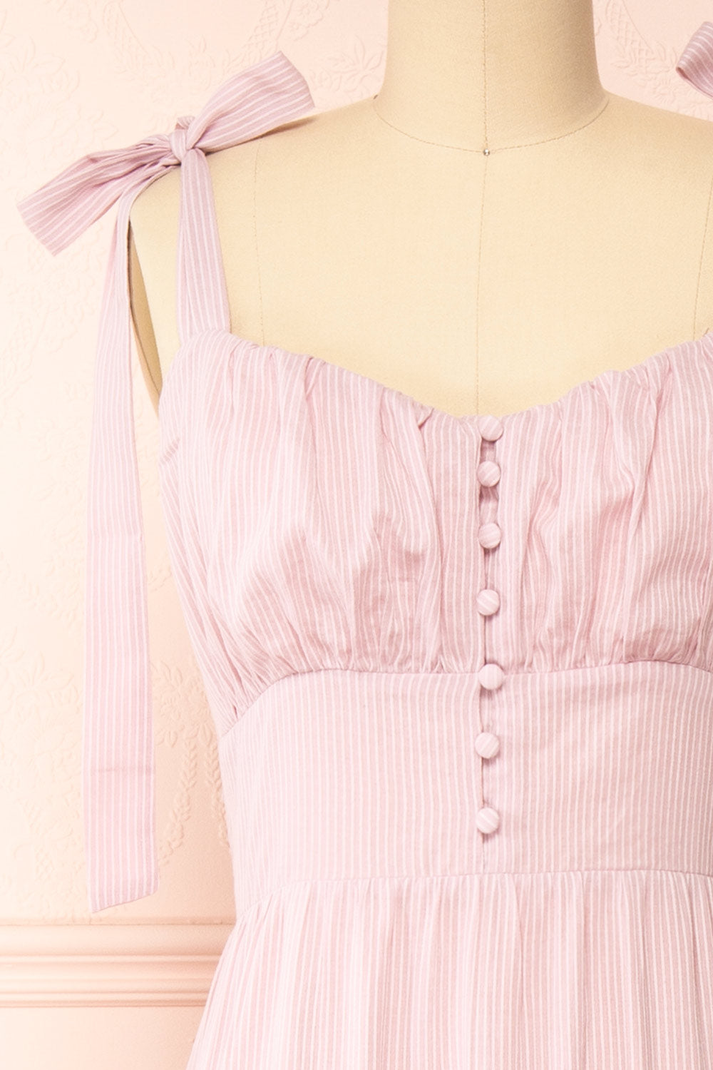 Ianah Pinstripe Midi Dress | Boutique 1861 front close-up