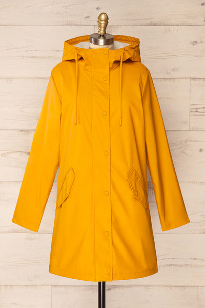 Icewind Yellow Button Up Raincoat w/ Sherpa Interior | La petite garçonne front view