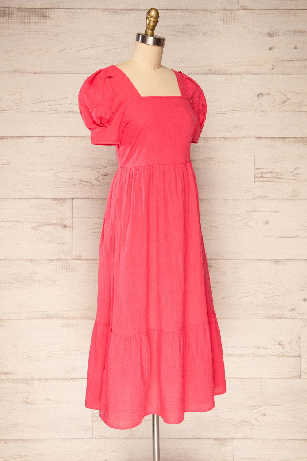 Igor Pink Layered Square Neck Midi Dress | La petite garçonne side view