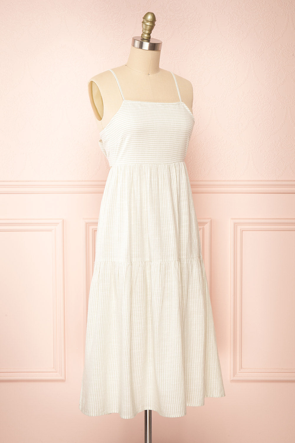 Ilona Sage Tie-Back Striped Midi Dress | Boutique 1861 side view