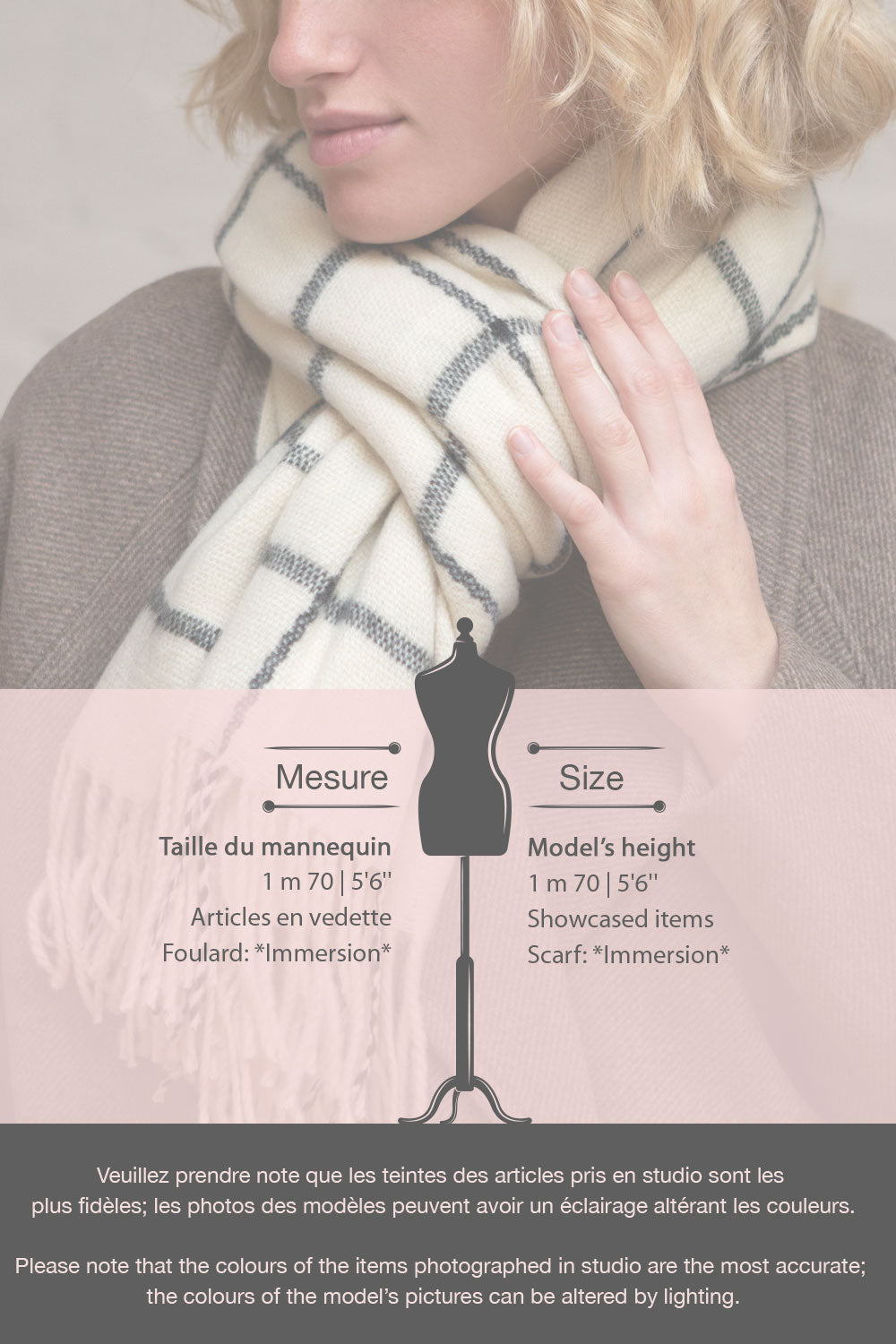 Immersion White Grid Lined Knit Scarf | La petite garçonne fiche